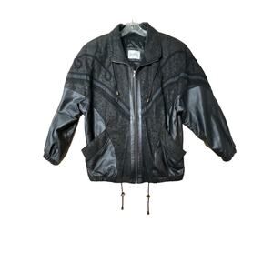 the Leather Warehouse Vintage Genuine Black Leather Jacket Paisley Size Large